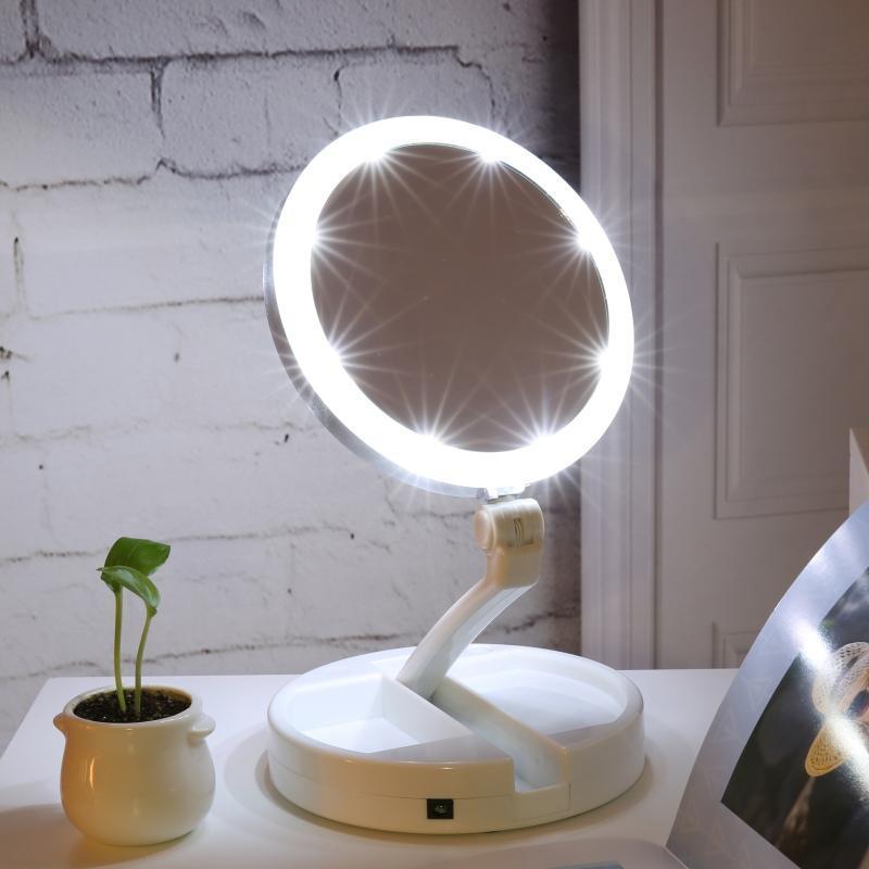 Двостороннє LED ЗЕРКАЛО 👰 з LED-підсвіткою для макіяжу My Foldaway Mirror Косметичне настільне дзеркало
