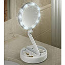 Двостороннє LED ЗЕРКАЛО 👰 з LED-підсвіткою для макіяжу My Foldaway Mirror Косметичне настільне дзеркало, фото 3