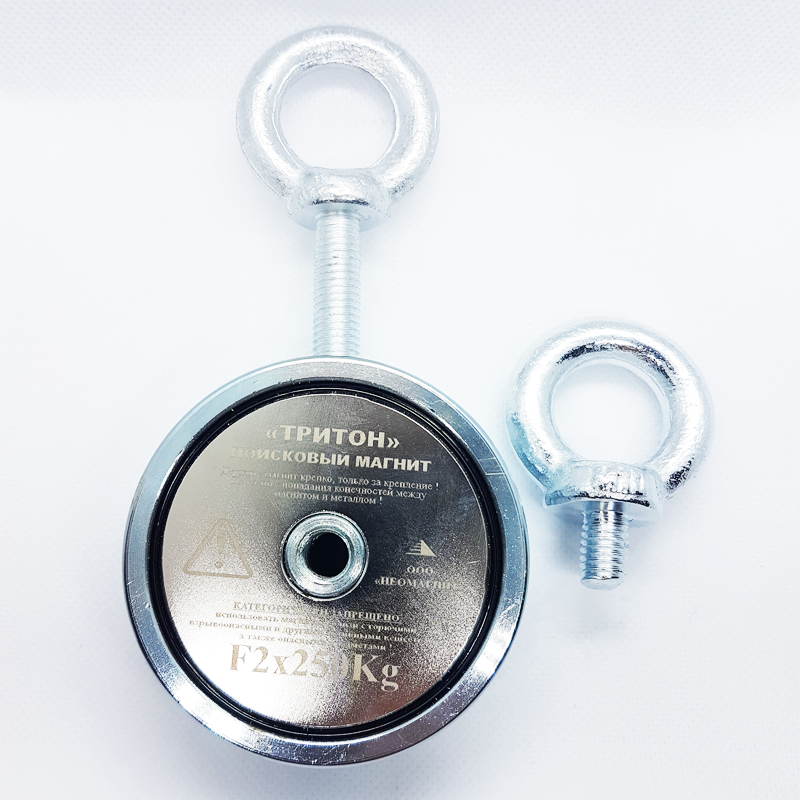 F-250х2 (350 кг відрив) ТРИТОН + ТРОС у ПОДАРУНОК + БЕЗПЛАТНА ДОСТАВКА Двосторонній ПОІСКОВИЙ МАГНІТ, фото 1
