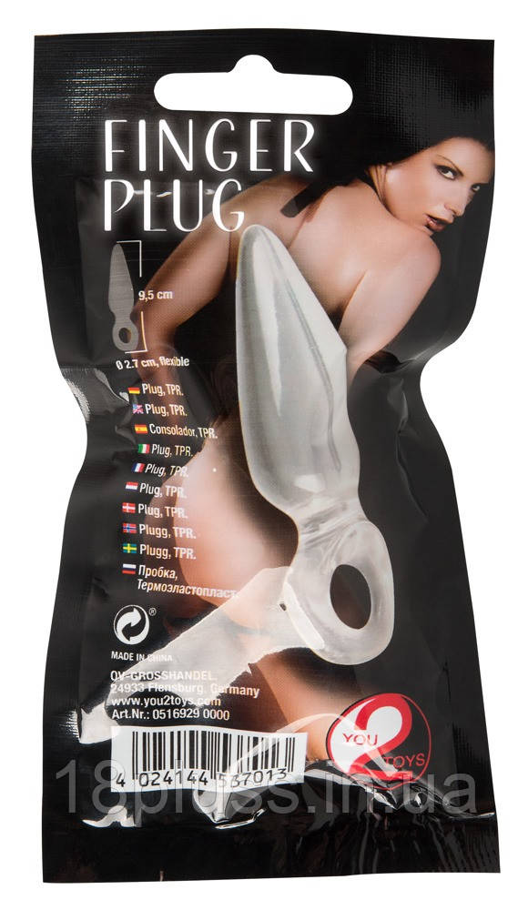 Прозора анальна пробка з петлею для пальця Finger Plug, фото 1