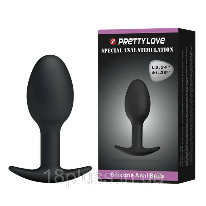Анальна пробка Pretty Love Silicone Anal Plug Black, фото 1