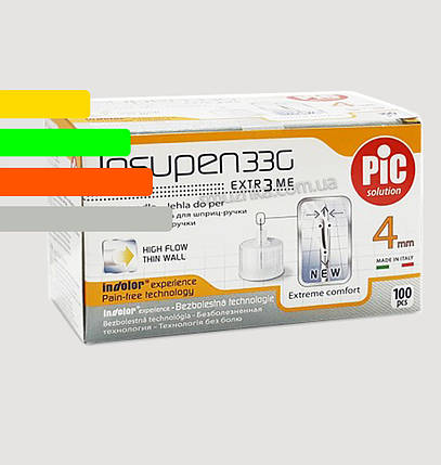 Голки Інсупен 4 мм для шприц-ручок інсулінових - Insupen 33G, 100 шт., фото 3