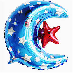 Куля фольгована (з паличкою) Місяць та зірка, Тачки ( 65см)