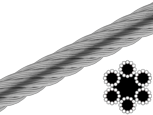 Сталевий Трос 12 мм 6х12+1FC ISO 2408 оцинкований (бухта 100 м)