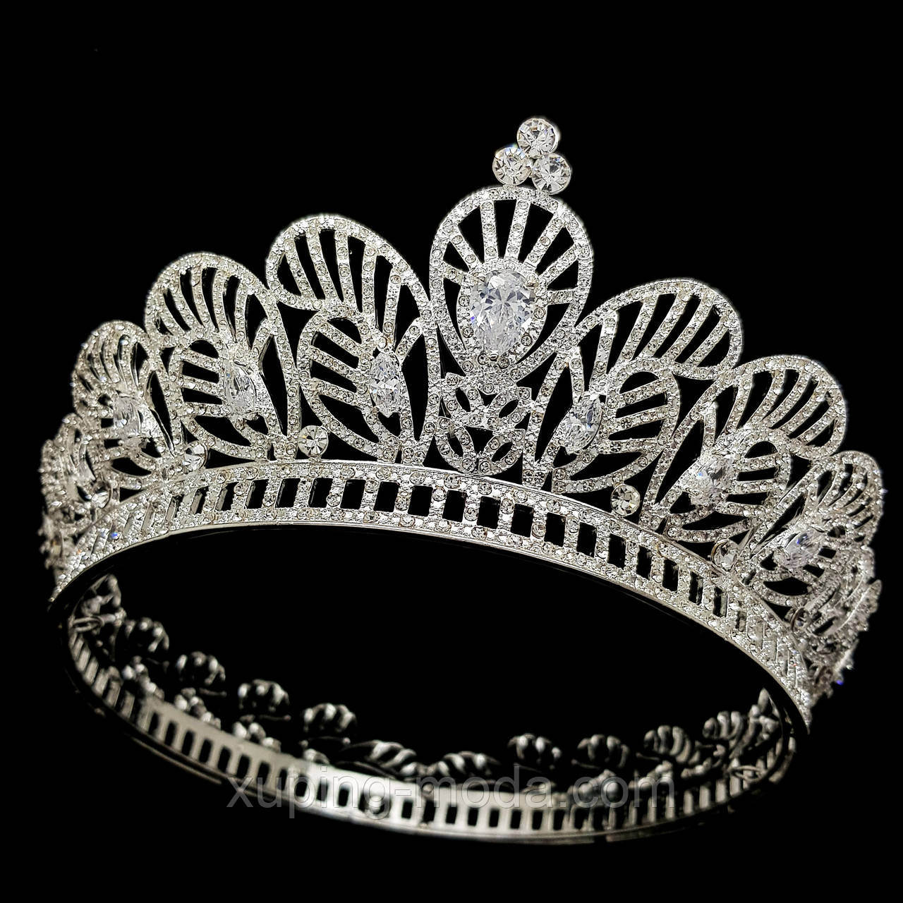 Розкішне прикраса для волосся, корона, діадема, тіара, під срібло, фото 1