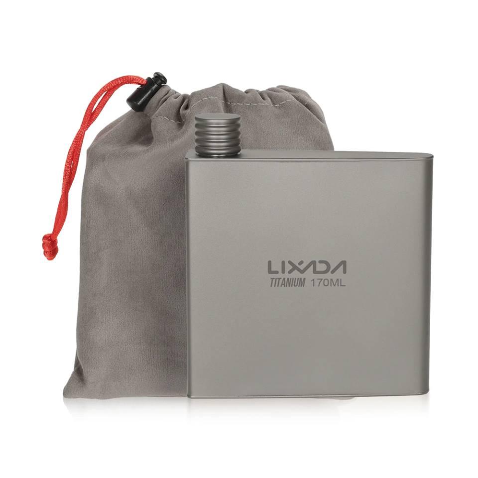 Фляга титанова для алкогольних міцних напоїв Lixada titanium 170 мл з лійкою та чохолм