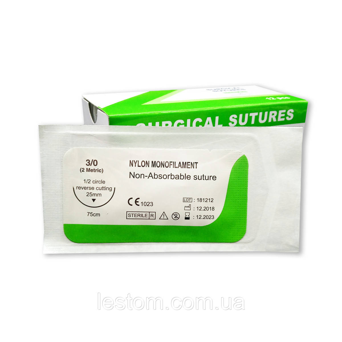 Нейлон USP 3/0 (EP 2) зі звор. ріж. голкою 25мм 1/2 кола