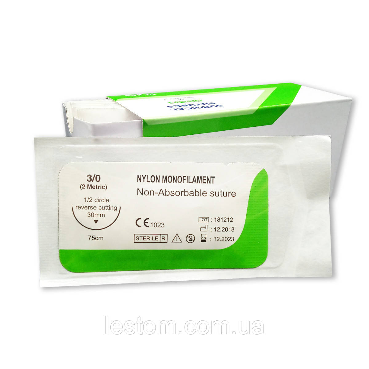 Нейлон USP 3/0 (EP 2) зі звор. ріж. голкою 30мм 1/2 кола