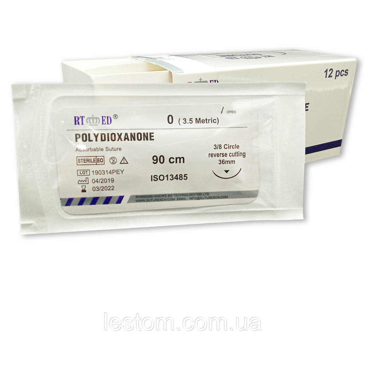 ПДО RT-med USP 2/0 (EP 3) зі звор. ріж. голкою 36мм 3/8 кола