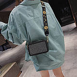 Сумка жіноча в стилі Marc Jacobs Anna Sui з камінчиками (чорна зі сріблястими камінчиками), фото 5