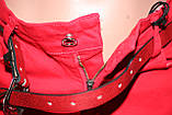 Штани-котон жіночі джинси червоні з пояском Туреччина, фото 5