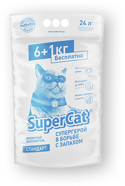 Наповнювач  для котів стандарт, Super Cat, 24 л, 6+1  кг, фото 1