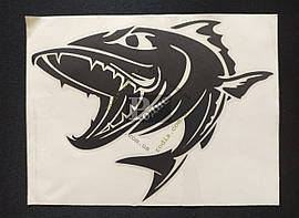 Наклейка на автомобіль Риба-хищник, чорна (h=150 мм, l=195 мм)