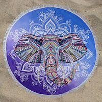 Пляжний круглий килимок-покривало підстилка з бахромою "Слон"