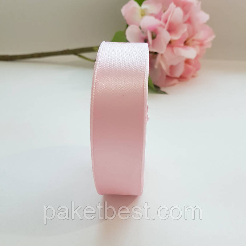 Стрічка атласна 2,5 см/33м Перлинно-рожевий №41, фото 1