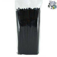 Трубочки 012 з довгою гофрою (чорні) 27 см 100 шт. укр.