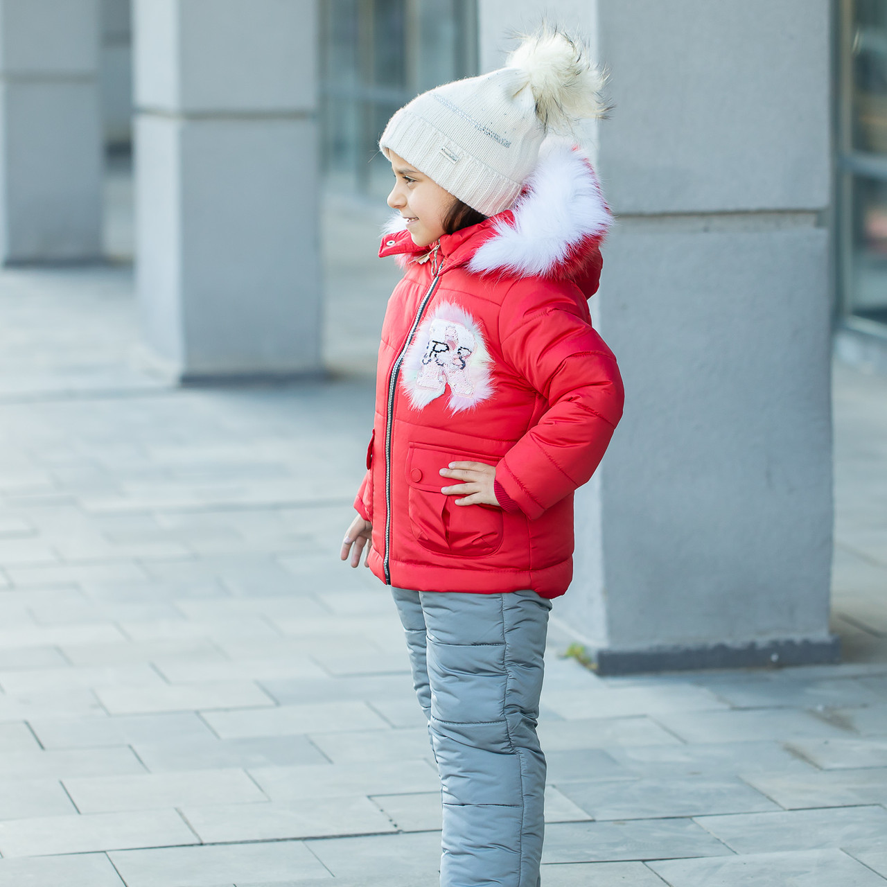 Детский зимний комплект (куртка+полукомбинезон) для девочки "Нежинка" на флисовой подкладке - фото 3 - id-p1000751360