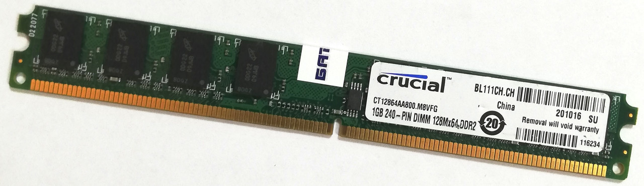 Оперативная память Low Profile DDR2 1Gb 800MHz PC2 6400U 1R8/2R8 CL5/CL6 Б/У MIX