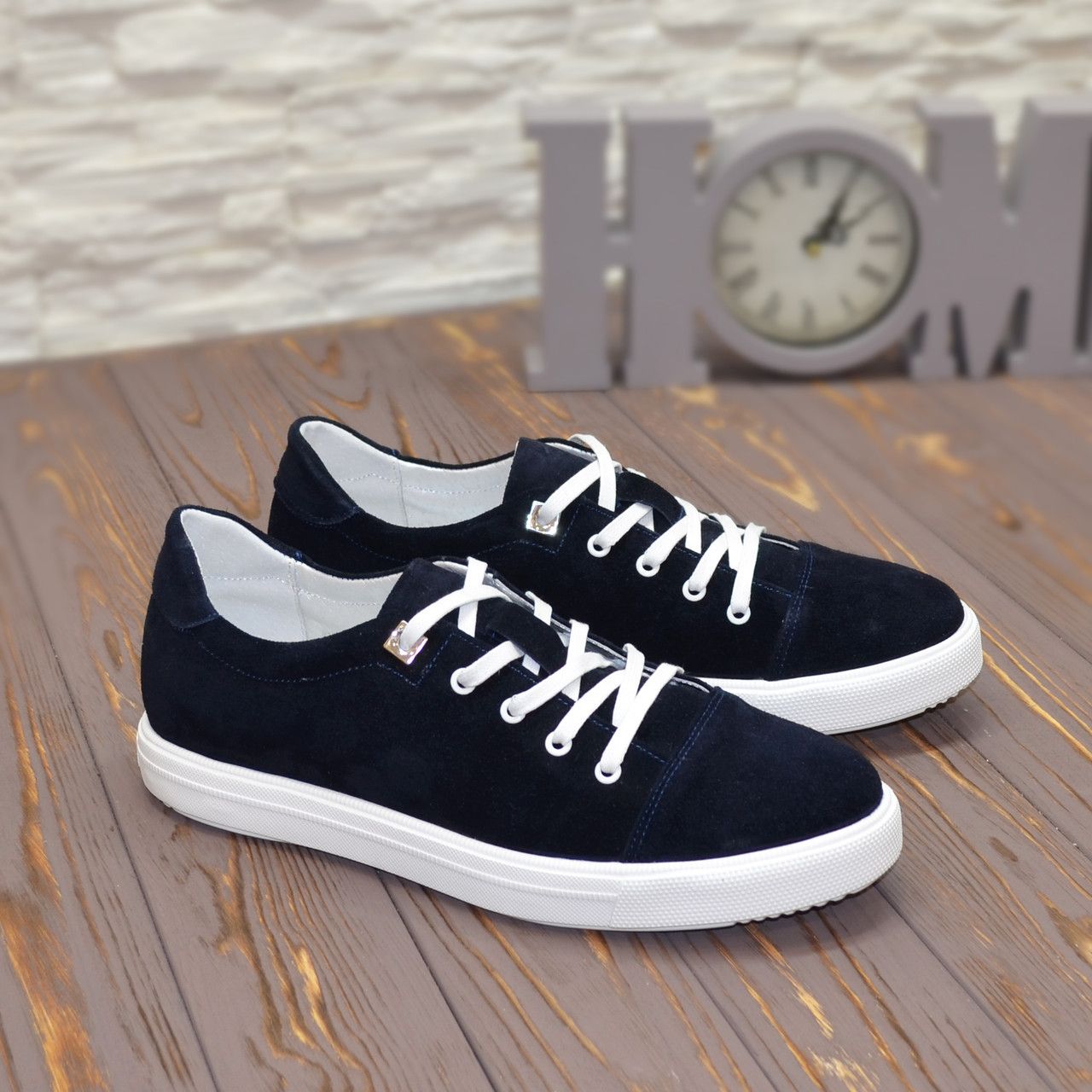 Кеды Мужские Синие Замшевые на Утолщенной Белой Подошве — Купить ...