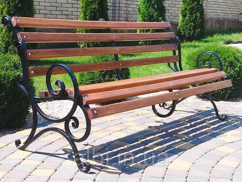 Кована лавка садова Ольга 2м (10 брусів), паркова лавка, лавочка, вулична лавка