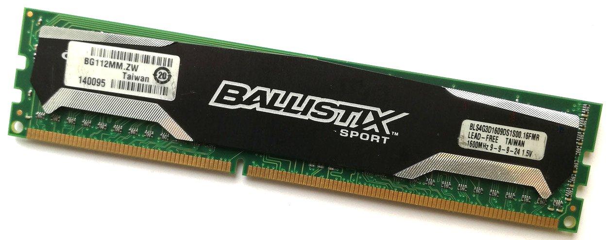 Ігрова оперативна пам'ять Crucial Ballistix DDR3 4Gb 1333MHz 10600U CL9 (BLS4G3D1339DS1S00.16FMR) Б/У