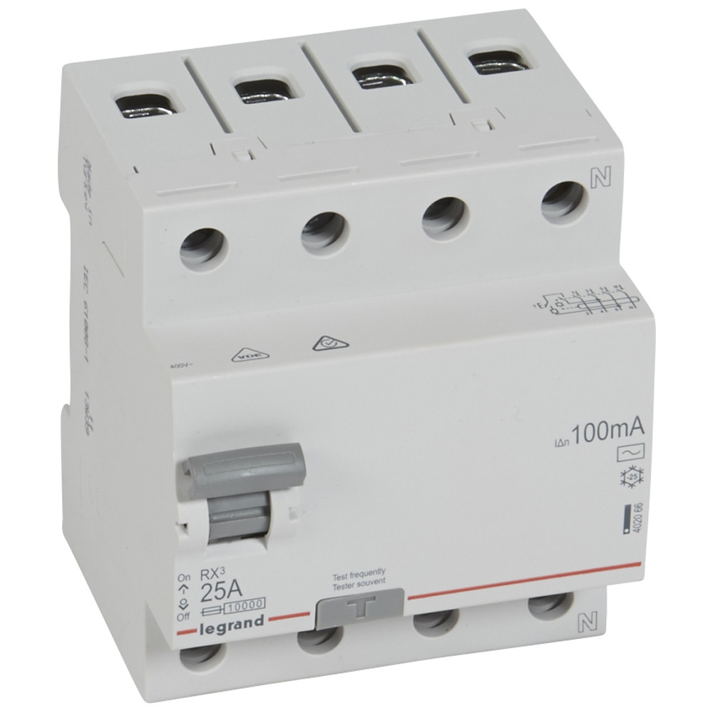 RX3 Диференційне Реле 100mA 25А 4п AC