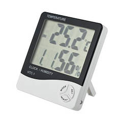 Термометр електронний з гігрометром, годинником, будильником і календарем живлення від батарейки ААА
