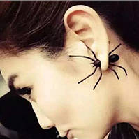 Сережка Павук 1 штука 4 на 4 см чорний