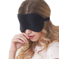 Маска для сну шовкова, пов'язка для сну із шовку чорного кольору
