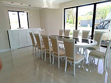 Великий обідній дерев'яний стіл зі скляною стільницею для кухні /вітальні в класичному стилі  Гранд РКБ-Меблі, колір на вибір, фото 2