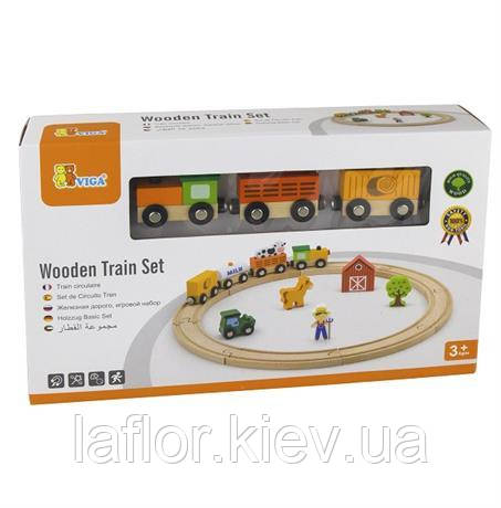 Дитяча залізниця Viga Toys 19 деталей, фото 1