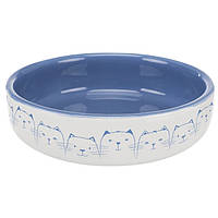 Trixie Ceramic Bowl миска бело-голубая для кошек коротконосых пород 0.3л