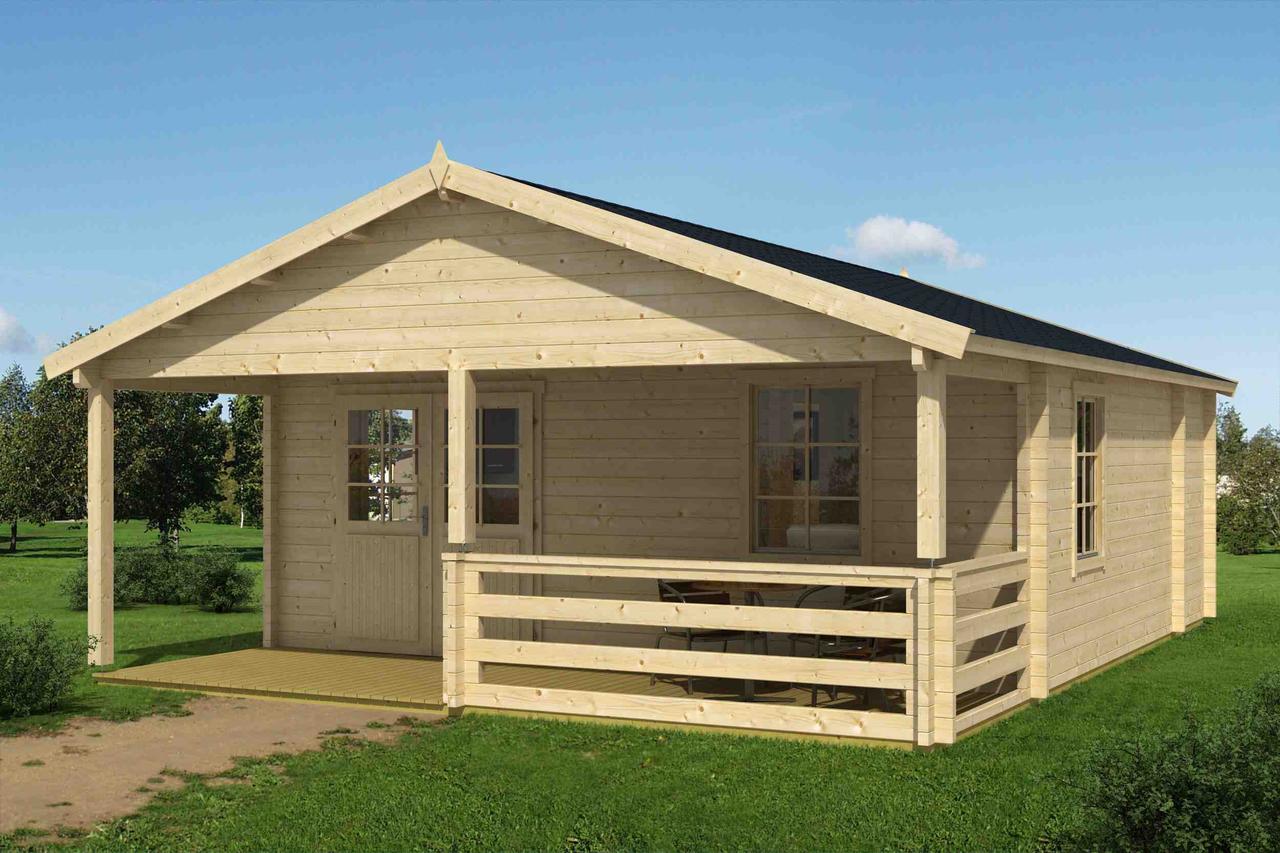 Дерев'яний будинок з термобруса 49,8 м2. Будівництво будинків з термобруса в Україні Thermo Wooden House 099