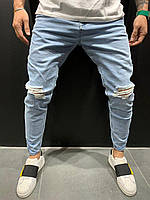 Чоловічі стильні джинси/світло-сині (терті) 4