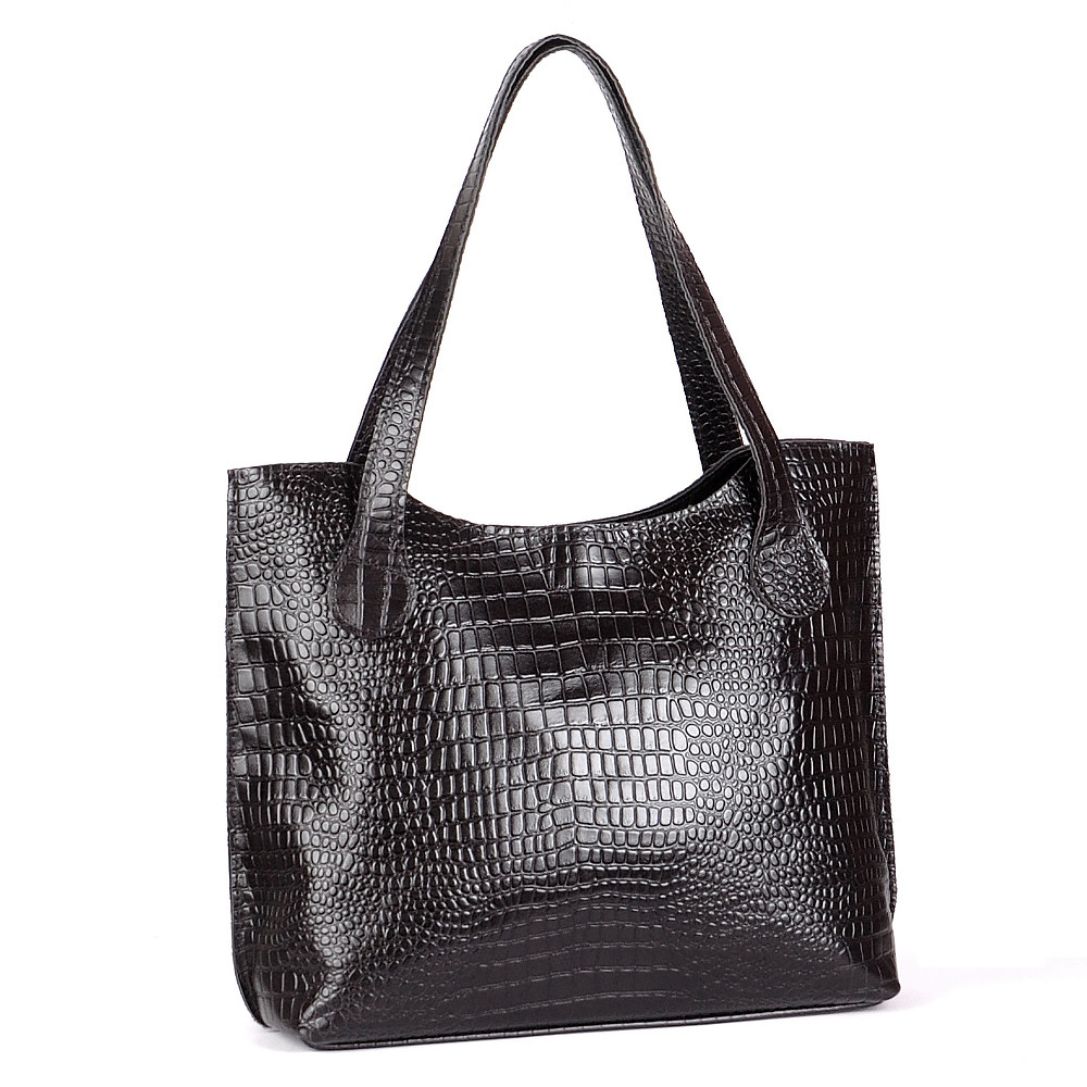 Шкіряна сумка модель 1 чорний кайман, фото 1