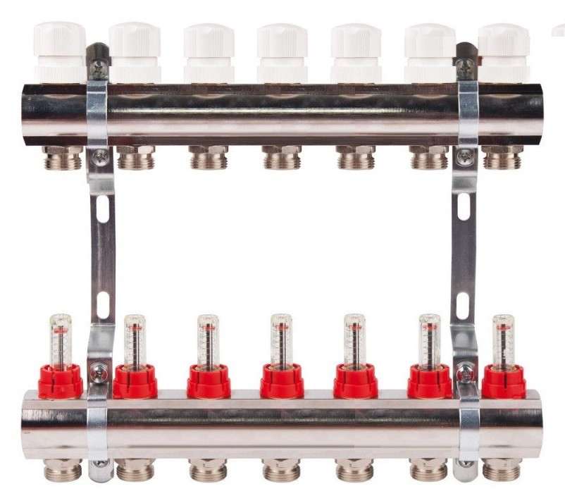 Колектор на 7 контурів із витратами для теплих підлог
