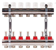 Колектор на 7 контурів із витратами для теплих підлог