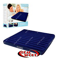 Надувний матрац Intex 64755 велюр синій (р-р 183х203х25 см)