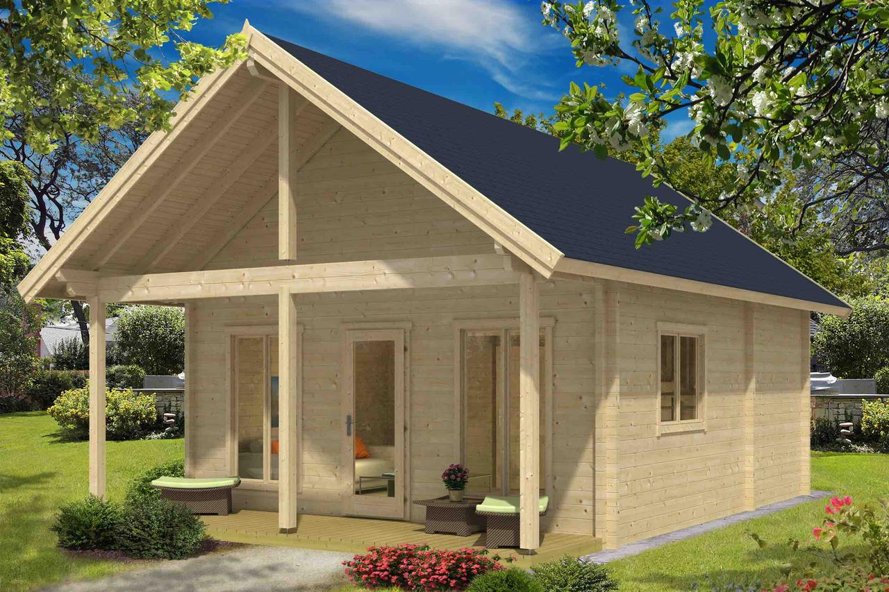 Дерев'яний будинок з термобруса 43,36 м2. Будівництво будинків з термобруса в Україні Thermo Wooden House 103