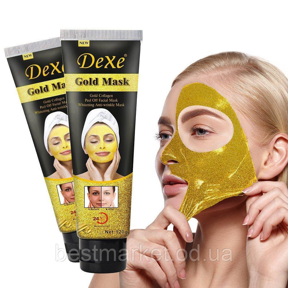 Маска для Обличчя з Біозолом і колагеном Dexe Gold Mask Золота Омолоджувальна Маска