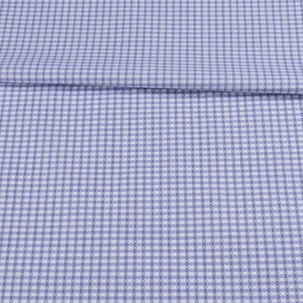 Котон жакардовий білий в блакитну клітку ш.155