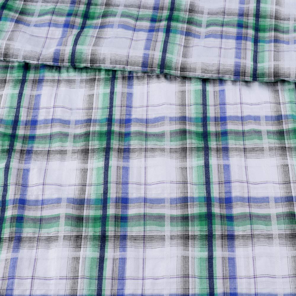 Батист жакардовий жатий білий в синьо-зелену клітку ш.150