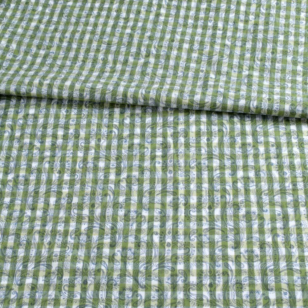 Котон білий в зелену клітку і огірки ш.145