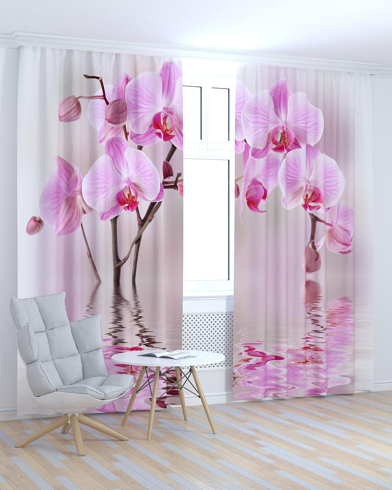 Штори Фотоштори рожеві орхідеї над водою Код: ART 0292