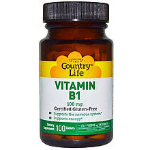 Вітамін В1 Country Life "Vitamin B1" 100 мг (100 капсул)