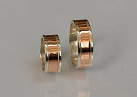 Обручальное кольцо серебро с золотыми пластинами, все размеры.