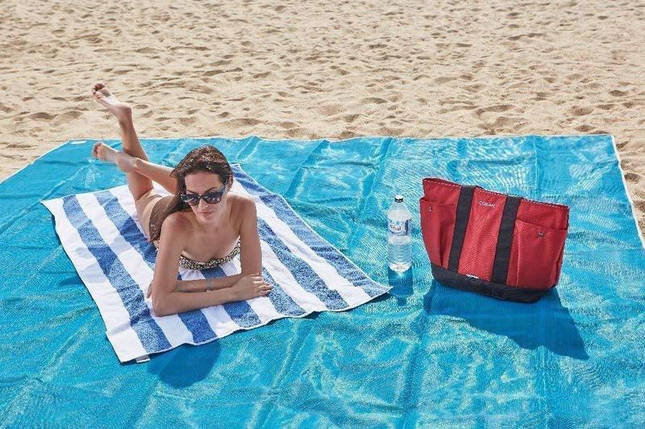 Пляжна підстилка анти-пісок Sand Free Mat (200x150) | пляжний килимок | килимок для пікніка | килимок для моря, фото 2