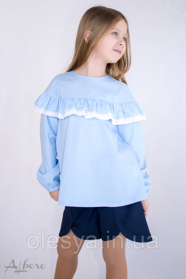 Блуза з подвійною оборкою Albero 5071-B Розміри 134 - 152
