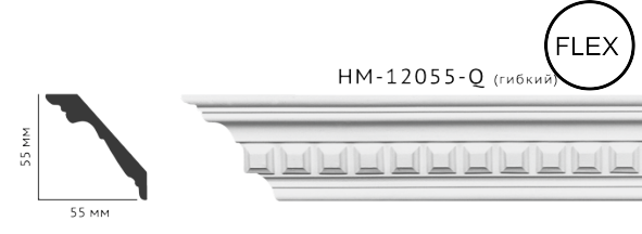 Карниз стельовий з орнаментом Classic Home New HM-12055Q ліпний декор з поліуретану,