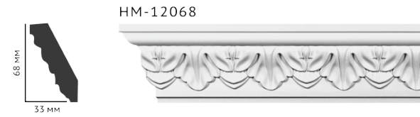 Карниз стельовий з орнаментом Classic Home New HM-12068 ліпний декор з поліуретану,